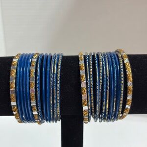 Royal Blue and Gold Layered Bracelets small size made India